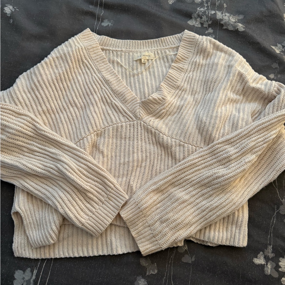 PacSun La Hearts Cream V-Neck Sweater Size Small